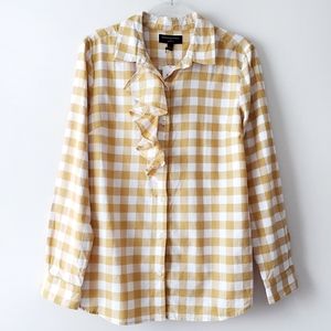 Banana Republic Ruffle Plaid Flannel Button Shirt